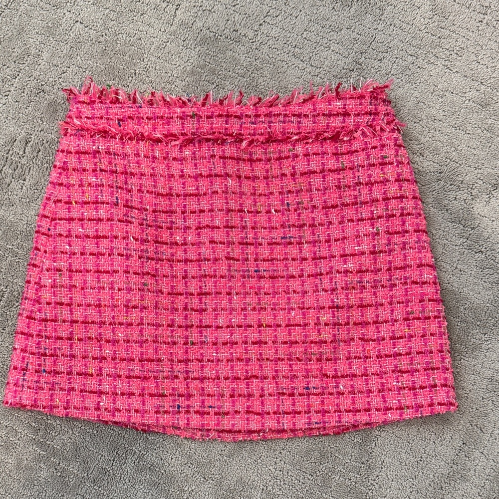 Katie J NYC Vibrant Pink Tweed Pencil Skirt